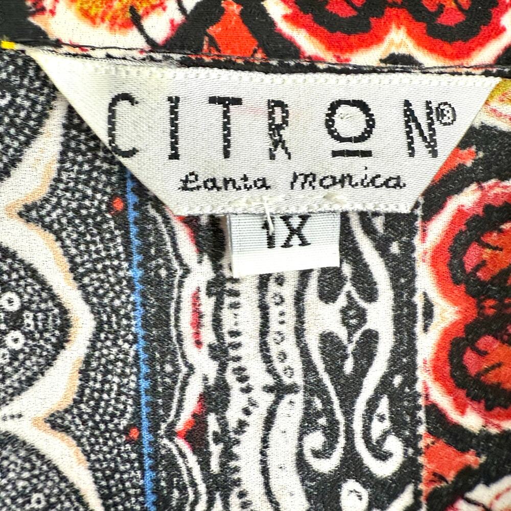 Citron Santa Monica Womens Plus Size 1X Wearable Art Blouse Shirt Top Artsy - Picture 2 of 8